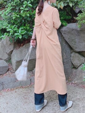 「ハイウエストストレートジーンズ」｜「アイテム（ワンピース/ドレス）」を使った、minmin08_さん（レディース・160cm）の春コーディネート