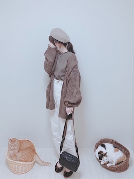 「ハイウエストストレートジーンズ」｜minmin08_さん（レディース・160cm）の秋コーディネート