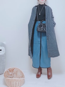 「coca（coca）（コカ）のアイテム（ノーカラーコート）」を使った、minmin08_さん（レディース・160cm）の冬コーディネート