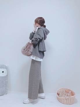 「パイピングコート」｜「アイテム（ハンドバッグ）」を使った、minmin08_さん（レディース・160cm）の冬コーディネート