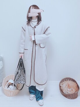 「coca（coca）（コカ）のアイテム（シャツワンピース）」を使った、minmin08_さん（レディース・160cm）の冬コーディネート