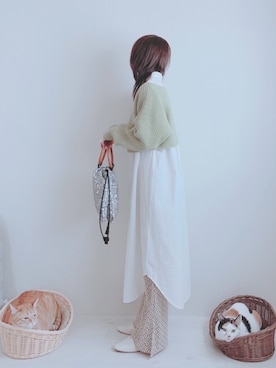 「ショート丈トップス」｜「アイテム（シャツワンピース）」を使った、minmin08_さん（レディース・160cm）の冬コーディネート