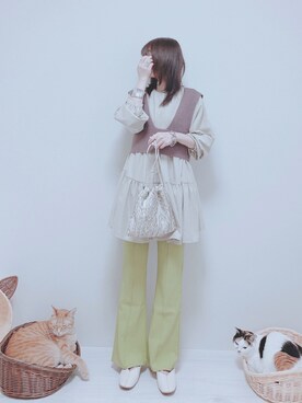 「ピスタチオ」｜「アイテム（トレンチコート）」を使った、minmin08_さん（レディース・160cm）の冬コーディネート
