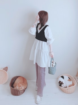 「レースパンツ」｜「アイテム（トレンチコート）」を使った、minmin08_さん（レディース・160cm）の冬コーディネート