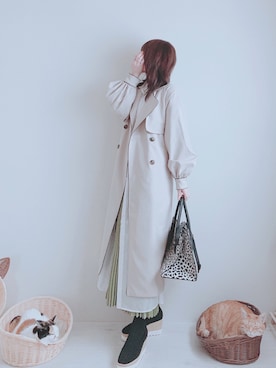 「ピスタチオ」｜「アイテム（シャツワンピース）」を使った、minmin08_さん（レディース・160cm）の冬コーディネート