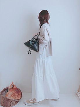 「ティアードスカート」｜「アイテム（トレンチコート）」を使った、minmin08_さん（レディース・160cm）の春コーディネート