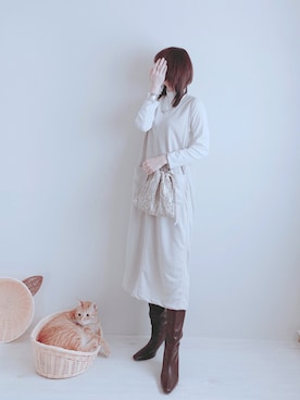 「ブルーコーデ」｜「アイテム（ジャンパースカート）」を使った、minmin08_さん（レディース・160cm）の春コーディネート