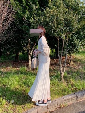 「透かし編みニット」｜「アイテム（トレンチコート）」を使った、minmin08_さん（レディース・160cm）の春コーディネート
