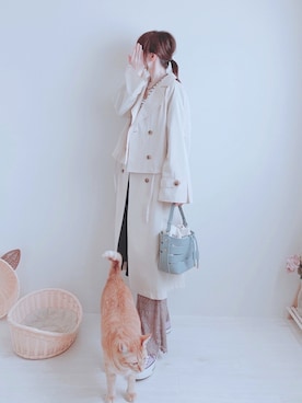 「レースパンツ」｜「アイテム（トレンチコート）」を使った、minmin08_さん（レディース・160cm）の春コーディネート