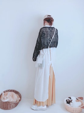 「ショート丈トップス」｜「アイテム（シャツワンピース）」を使った、minmin08_さん（レディース・160cm）の春コーディネート