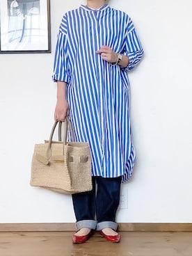 「SEA（シー）のアイテム（かごバッグ）」を使った、juneさん（レディース・161cm）の春コーディネート