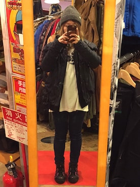 「Saturdays NYC（サタデーズ ニューヨークシティ ）のアイテム（ニットキャップ/ビーニー）」を使った、春空さん（レディース・152cm）の秋コーディネート