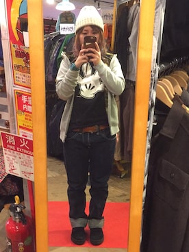 「PENFIELD USA（ペンフィールドユーエスエー）のアイテム（パーカー）」を使った、春空さん（レディース・152cm）の冬コーディネート