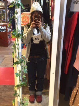 「PENFIELD USA（ペンフィールドユーエスエー）のアイテム（パーカー）」を使った、春空さん（レディース・152cm）の春コーディネート