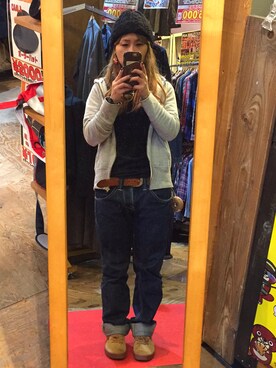 「KIN（キン）のアイテム」を使った、春空さん（レディース・152cm）の冬コーディネート