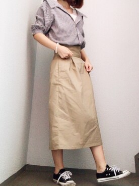 「RETRO GIRL（レトロガール）のアイテム（シャツ/ブラウス、ブラック系）」を使った、megumiさん（レディース・165cm）の夏コーディネート