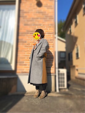 「OSMOSIS（オズモーシス）のアイテム（チェスターコート）」を使った、rinさん（レディース・155cm）の冬コーディネート