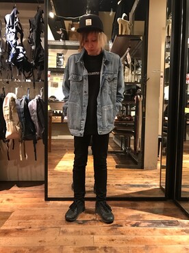 「GGD（ジージーディー）のアイテム（デニムジャケット）」を使った、GGD町田店さん（メンズ・172cm）の冬コーディネート