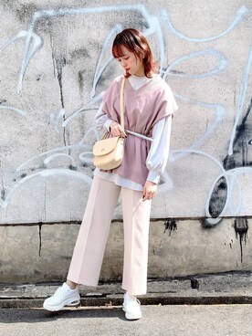 Wego ウィゴー のベスト ピンク系 を使った人気ファッションコーディネート Wear