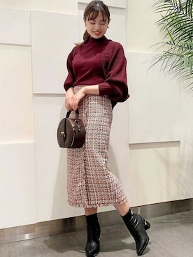 「アイテム（アンサンブル、レッド系）」を使った、Noelaさん（レディース・153cm）の秋コーディネート