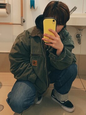 「いいね返し」｜「アイテム（カバーオール）」を使った、いくら【相互】さん（レディース・164cm）の冬コーディネート