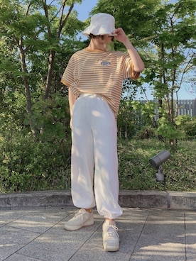 「いいね返し」｜「アイテム（スウェットパンツ）」を使った、いくら【相互】さん（レディース・164cm）の春コーディネート