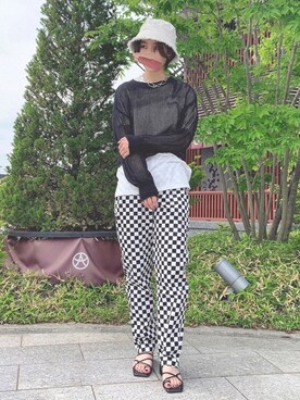 「WEGO（ウィゴー）のWEGO/フリンジバケットハット（ハット、その他）」を使った、いくら【相互】さん（レディース・164cm）の夏コーディネート
