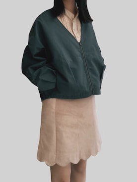 「スカラップ」｜「アイテム（ブルゾン）」を使った、れいさん（レディース・160cm）の冬コーディネート