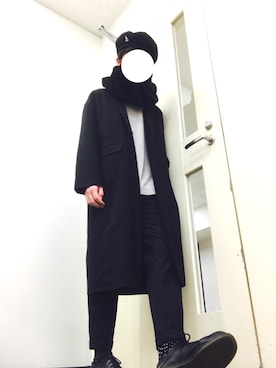 「FRED PERRY」｜「アイテム（チェスターコート）」を使った、てんてんさん（メンズ・172cm）の冬コーディネート