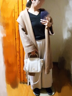 「しまむら（シマムラ）のアイテム（パンツ、ホワイト系）」を使った、memekirokuさん（レディース・170cm）の秋コーディネート