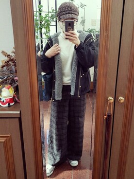 「タートルネック」｜「アイテム（マウンテンパーカー）」を使った、まぁさん（レディース・164cm）の冬コーディネート