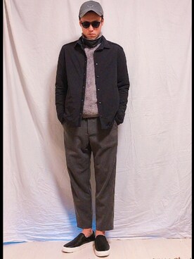 「ISAORA（イサオラ）のアイテム（テーラードジャケット）」を使った、MASAHIDEさん（メンズ・180cm）の冬コーディネート