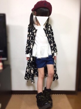 「ぺプラムトップス」｜「アイテム（ラッピングキット）」を使った、hinataさん（キッズ・100cm）の冬コーディネート