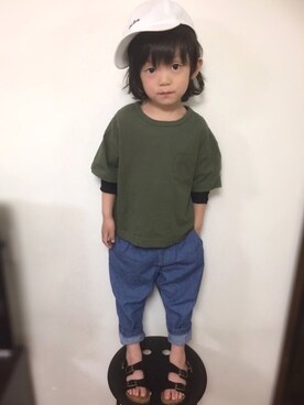 「ロールアップ」｜「アイテム（ラッピングキット）」を使った、hinataさん（キッズ・100cm）の春コーディネート