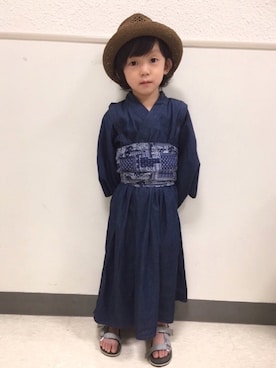 「ハット」｜「アイテム（浴衣）」を使った、hinataさん（キッズ・110cm）の夏コーディネート
