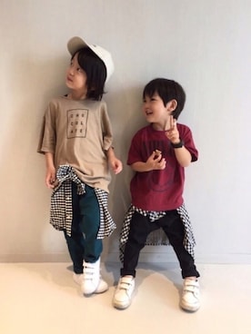 「アイテム（ラッピングキット、レッド系）」を使った、hinataさん（キッズ・110cm）の秋コーディネート