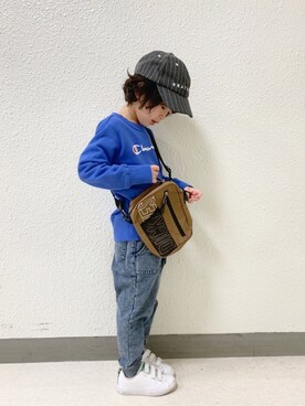 「にゃー」｜「アイテム（キャップ）」を使った、hinataさん（キッズ・110cm）の春コーディネート