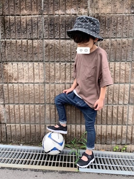 「FILA（フィラ）のアイテム（帽子）」を使った、hinataさん（キッズ・110cm）の夏コーディネート