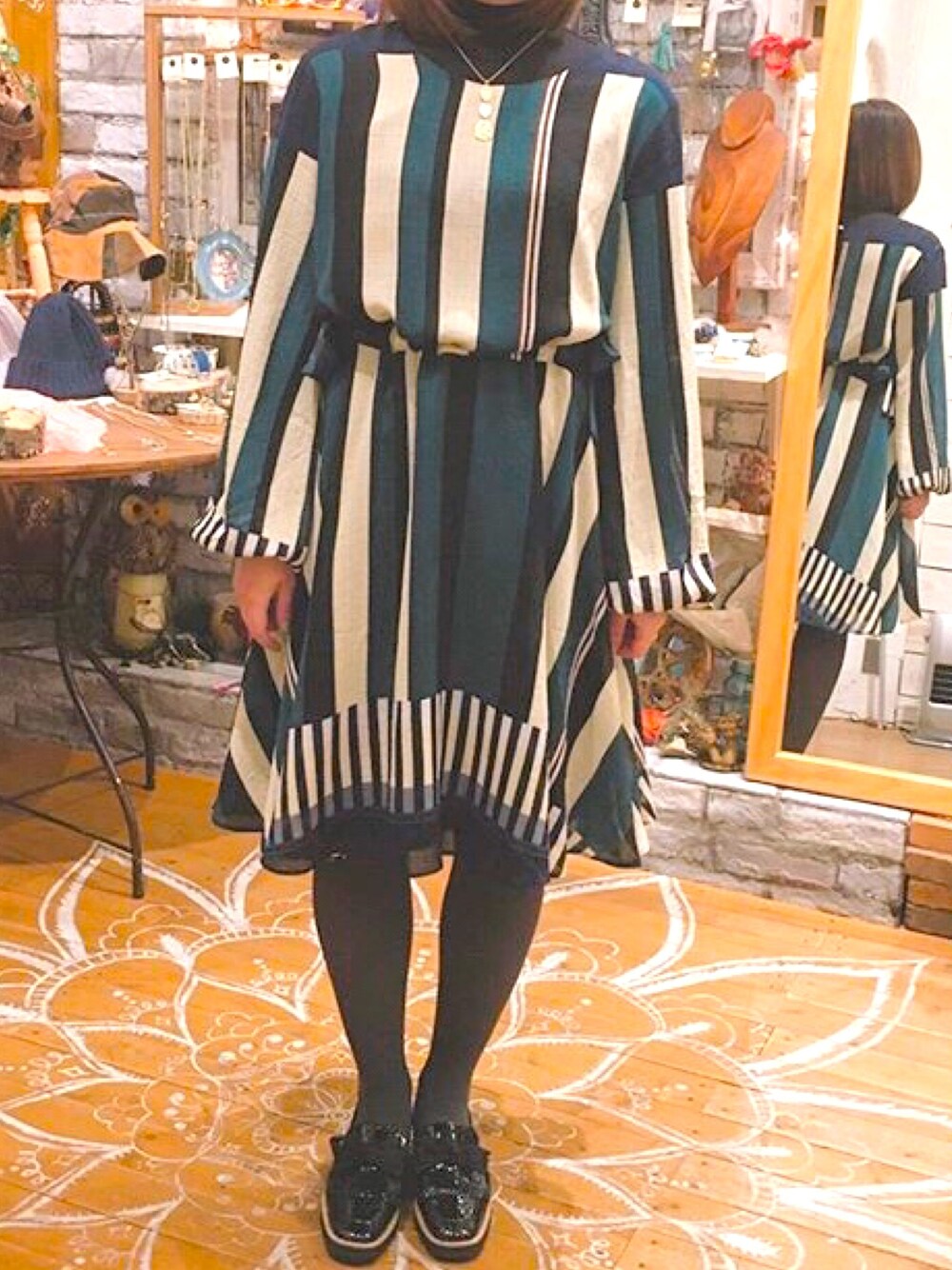 「キレイめ、ワンピース、低身長、Anthropologie、Tory Burch、DIANA、lucky brand、UNIQLO」｜「Anthropologieのアイテム（ワンピース/ドレス、その他）」を使った、Natsuさん（レディース・155cm）の冬コーディネートの1枚目の写真