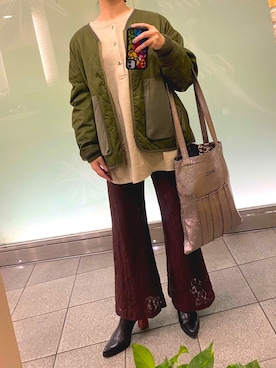 「Lily Brown」｜「アイテム（ノーカラージャケット）」を使った、Natsuさん（レディース・155cm）の冬コーディネート