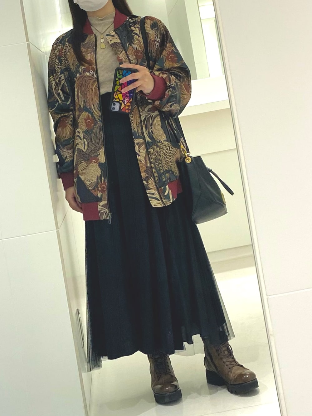「休日スタイル、オトナ女子、低身長、おしゃれさんと繋がりたい、&ellecy、Ungrid、COCO DEAL、MARC BY MARC JACOBS、SAYA、lucky brand」｜「SAYAのSAYA サヤ ライトコマンドソールレースアップショートブーツ（ブーツ、グレー系）」を使った、Natsuさん（レディース・155cm）の春コーディネートの1枚目の写真