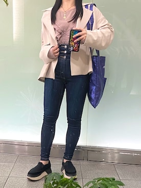 「EMODA」｜「アイテム（スリッポン）」を使った、Natsuさん（レディース・155cm）の春コーディネート