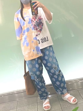 「LOIS CRAYON（ロイスクレヨン）のアイテム（パンツ）」を使った、Natsuさん（レディース・155cm）の夏コーディネート