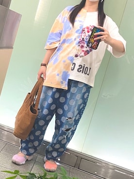 「LOIS CRAYON（ロイスクレヨン）のアイテム（パンツ）」を使った、Natsuさん（レディース・155cm）の夏コーディネート