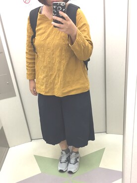 「マスタードイエロー」｜のんたんさん（レディース・160cm）の秋コーディネート