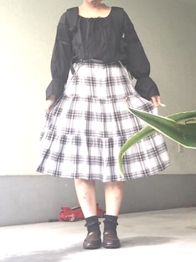 「タータンチェック」｜のんたんさん（レディース・160cm）の秋コーディネート