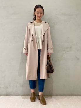 「プリーツ」｜「アイテム（トレンチコート）」を使った、momokaさん（レディース・164cm）の春コーディネート