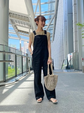 「透かし編みニット」｜「アイテム（オールインワン・サロペット）」を使った、momokaさん（レディース・164cm）の春コーディネート
