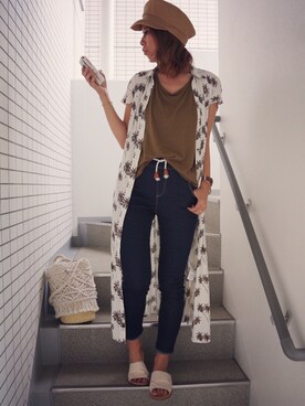 「DHOLIC（ディーホリック）のアイテム（キャスケット）」を使った、asmさん（レディース・161cm）の夏コーディネート