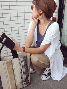 「Daniel Wellington（ダニエルウェリントン）のDaniel Wellington St Mawes 40mm（アナログ腕時計）」を使った、asmさん（レディース・161cm）の夏コーディネート